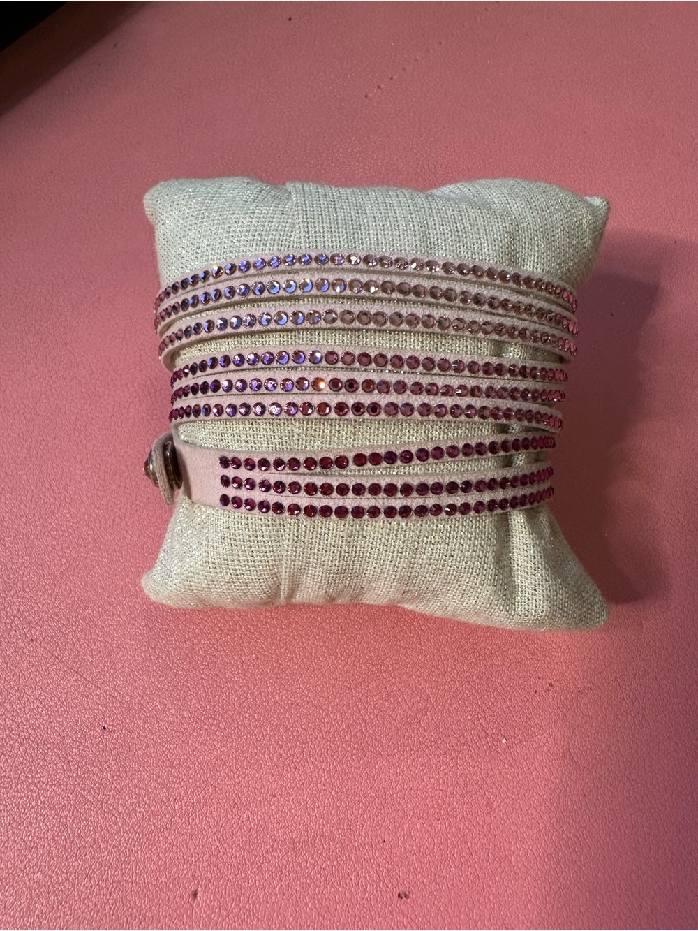 Touchstone Crystal Pink Multi-Row Wrap Bracelet with Sparkling Stones